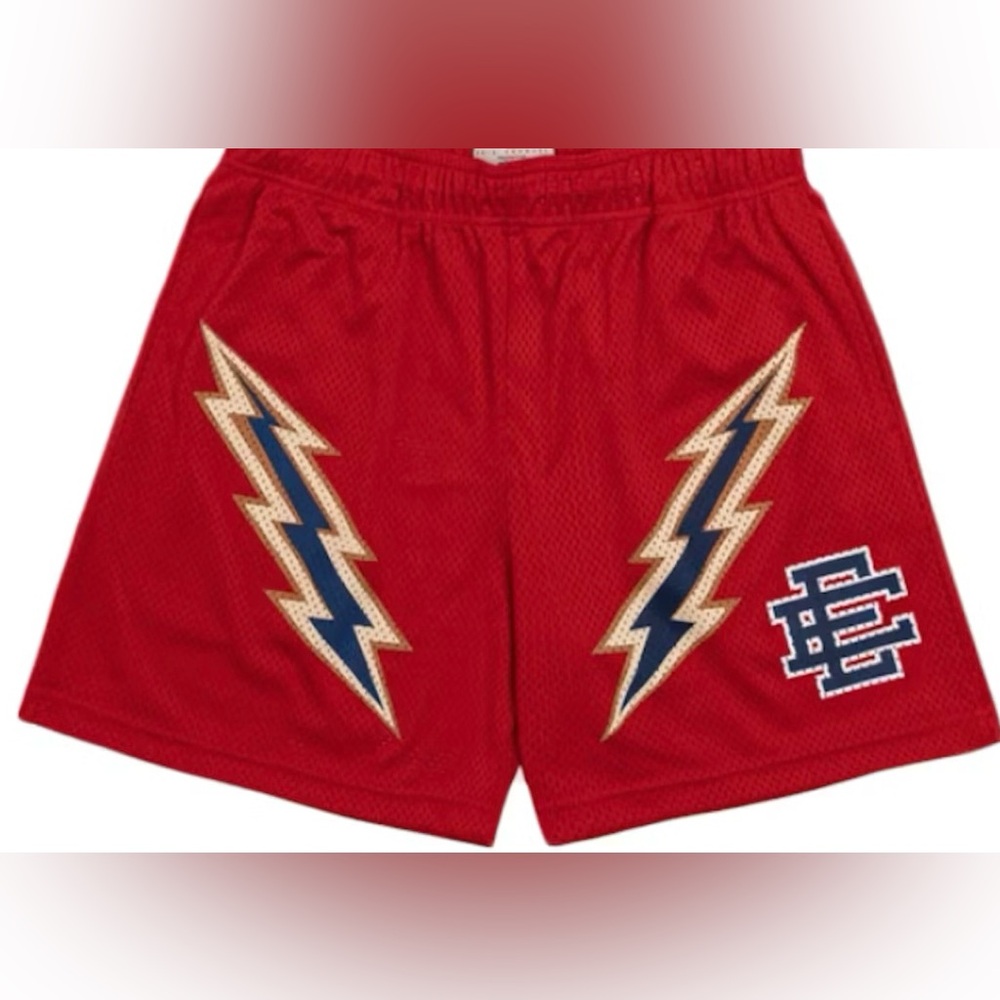 Eric Emanuel red  Lightning Bolt Men's Shorts